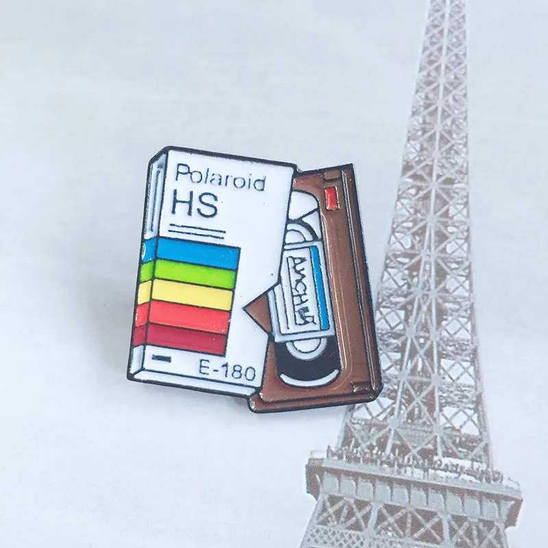 Color Record Enamel Pin Polaroid HS Brooch Alloy Backpack Shirt Denim Badge Fashion Jewelry Gift for Kids Friends