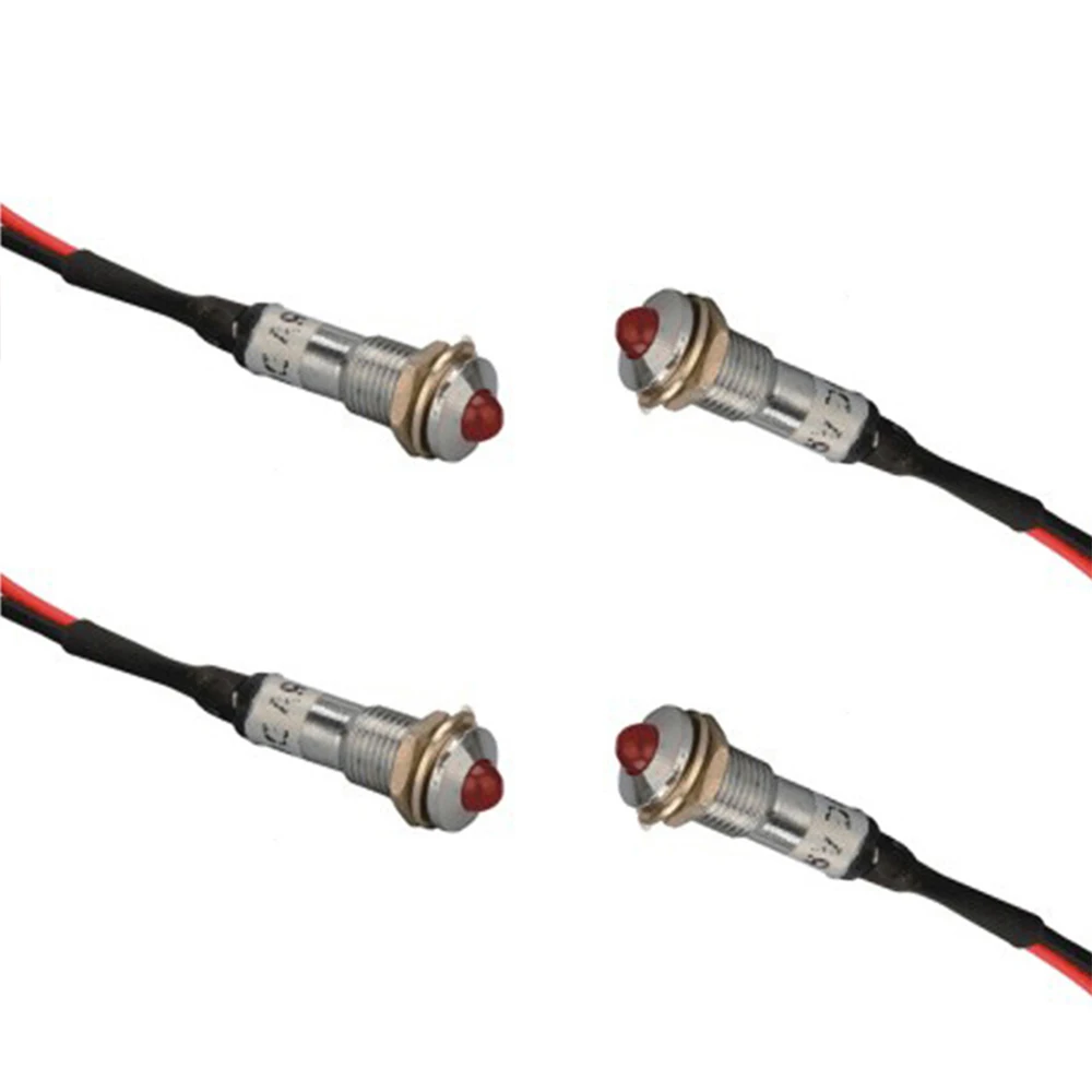 ABBEYCON metal pilot light 12v/24V/220V 8mm LED 12v voltage indicator with wire leading pilot lamp 100pcs/lot