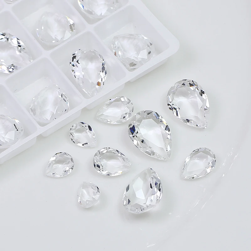 40PCS/Pack Water Drop Transparent Nail Crystal Decoration for women\'s Clothing and Beads for Needlework DIY