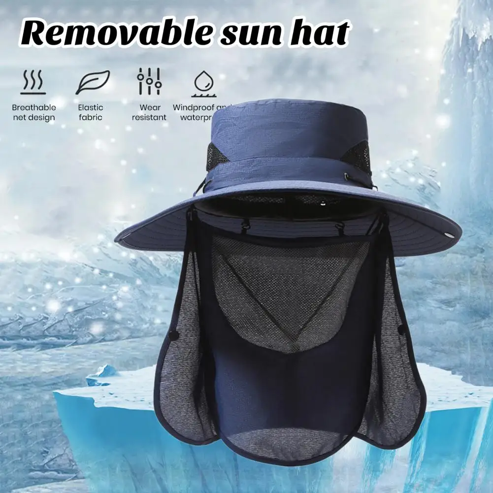 Summer 360° All-round Sun Protection Hat for Men Removable Wide Brim Sun Hat Outdoor Travel Mountaineering Sun Cap Fishing Hat