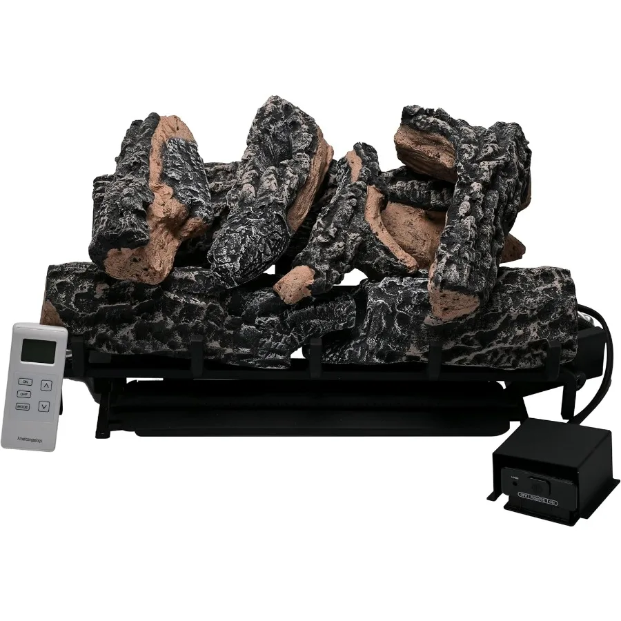 

18-24-дюймовый вентиляционный камин с дистанционным управлением для жидкого пропанового камина с подогревом черного дуба до 44000 БТЕ