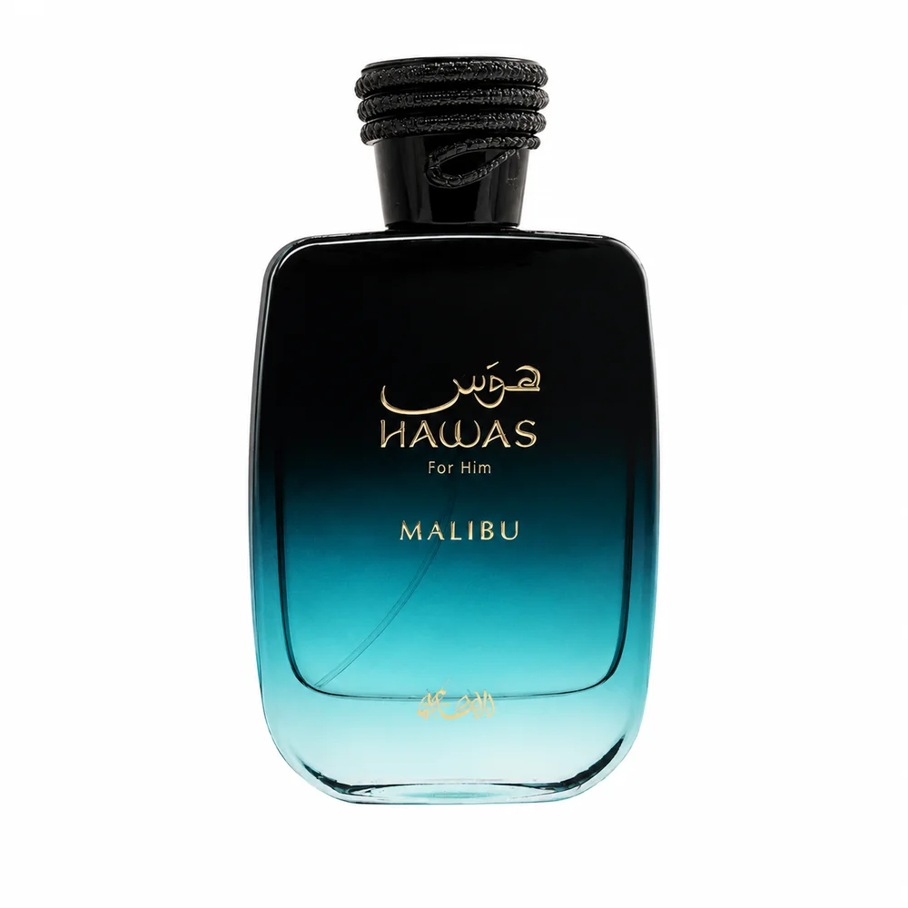 Perfume Rasasi Hawas Malibu EDP para Homens 100ml, Colônia Tropical Cítrica Amadeirada de Longa Duração, Caixa de Presente Luxuosa, Fragrância Masculina