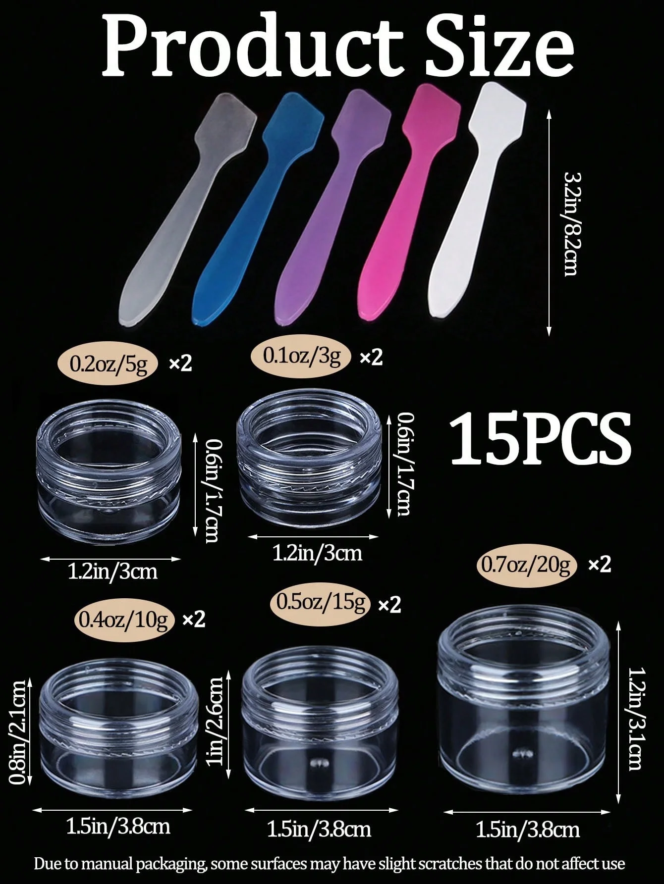 15 قطعة من حاويات SmalTiravel، 3/5/10/5/20 جرام عينة مع 5 قطع صغيرة من أجل مكياج الهدايا وكريمات الوجه المرطب لوتي