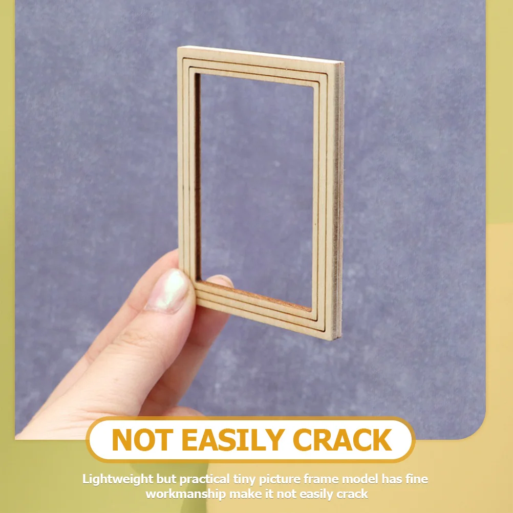 

6Pcs DIY Mini Photo Frame Wooden Craft Kit for Tiny House Layout Unfinished Miniature Frame for Painting DIY Miniature House Kit
