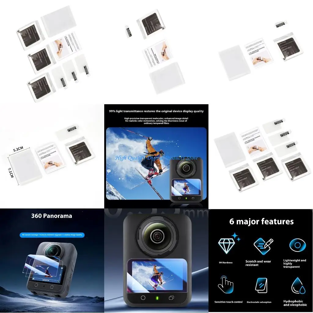 

U2JE Full Coverage Tempered Glass Screen Guard For OSMO360 9H AntiScratch Hydrophobic