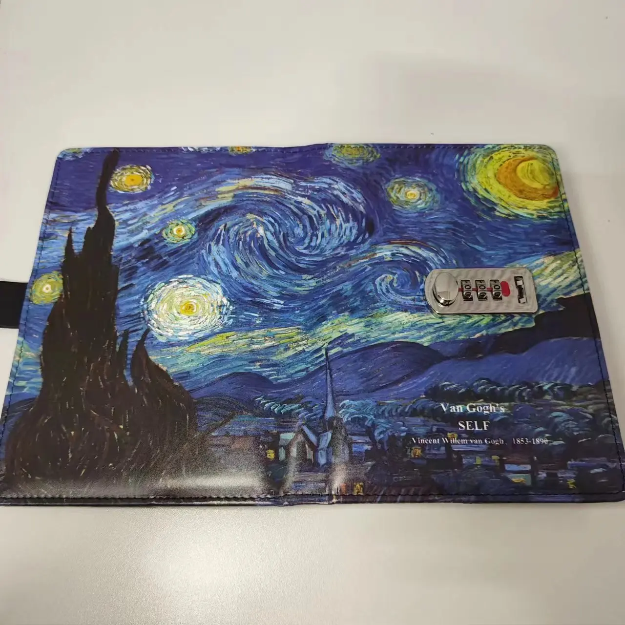 A5 Code Notebook Van Gogh Art Oil Painting PU Cover Diary with Lock 260 Pages 100g Writing Notepad School Office Stationery Gift