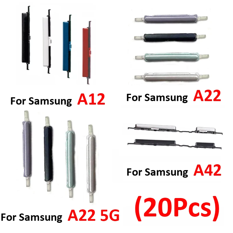 20Pcs Phone Volume Button For Samsung Galaxy A12 A22 A42 5G A125 A127 A225 A226 A426 New External Up Down Side Key Parts