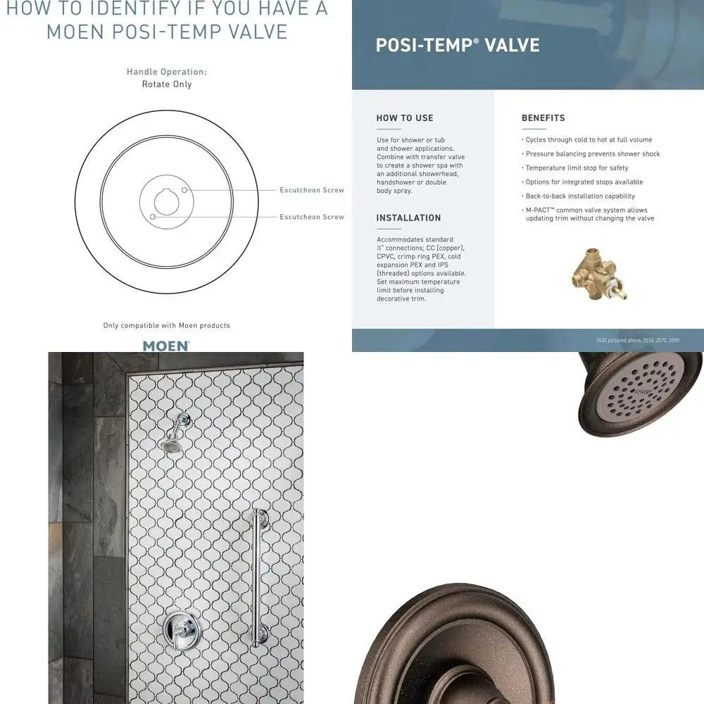 

Oil-Rubbed Bronze Posi-Temp Shower Trim Kit with Shower Head and Lever Handle (Valve Not Included), T2152ORB