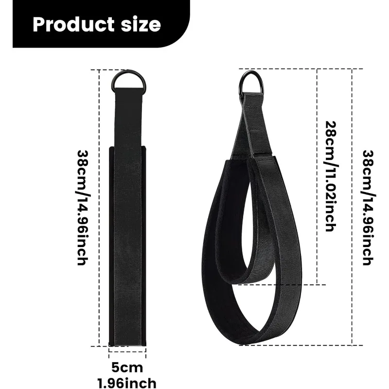 

2 шт. черный ремешок с двойной петлей для фитнеса, D-образное кольцо для оборудования для пилатеса, спортивные аксессуары для домашнего спортзала, йоги, тренировок