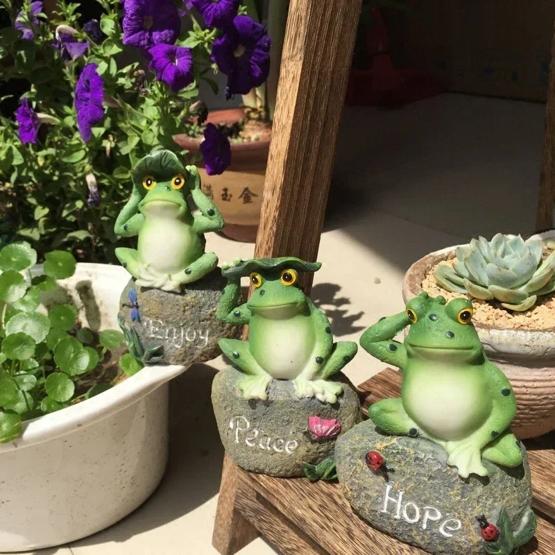 

3pc Set American Style Exquisite Resin Craft Frog figurine Outdoor Gardening Decoration High Quality Cute Animal Bionic Ornament