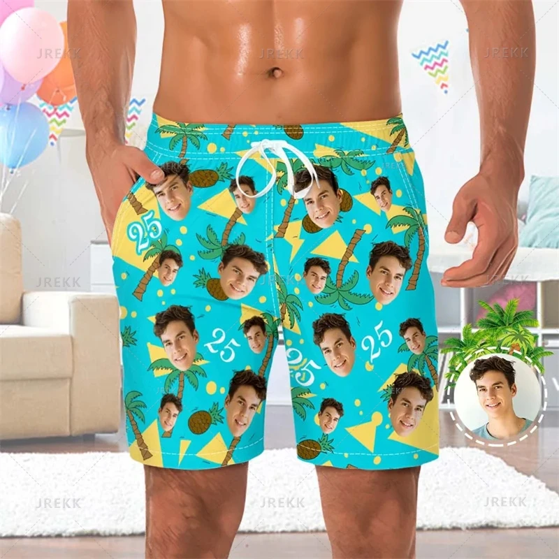 Summer 3D Printed Custom Face Beach Shorts Women Funny Design Swim Trunks Men Fashion Board Shorts Kawaii Streetwear Short Pants