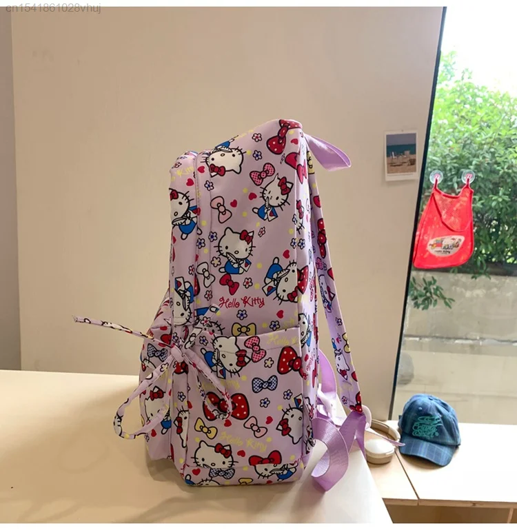 Sanrio Hello Kitty High Capacity Schoolbag Y2k Girls Students Kawaii Anime College Backpacks Women Harajuku Emo Travel Tote Bag