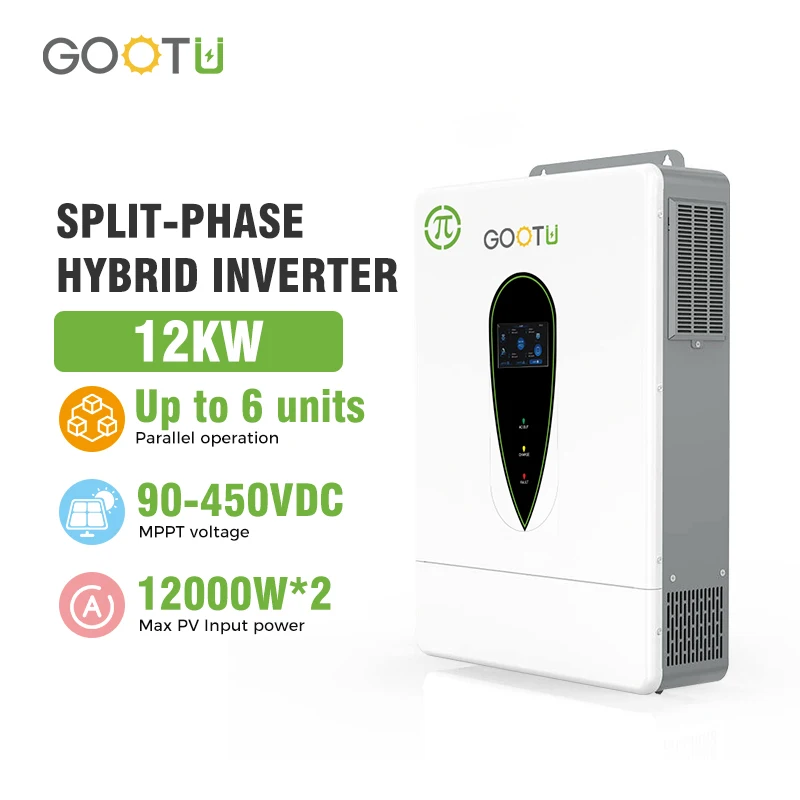 GOOTU US Standard Split Phase Solar Inverter Parallel 10Kw 12Kw Low Voltage 110V 240V AC Double Mppt Hybrid Solar Inverter