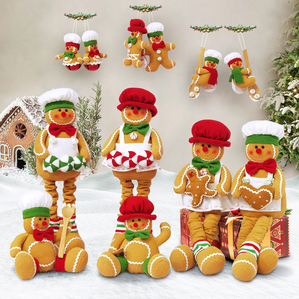 

Holiday Time Christmas Gingerbread Sitters Gingerbread Boy and Girls Chef Table Decor Ornament