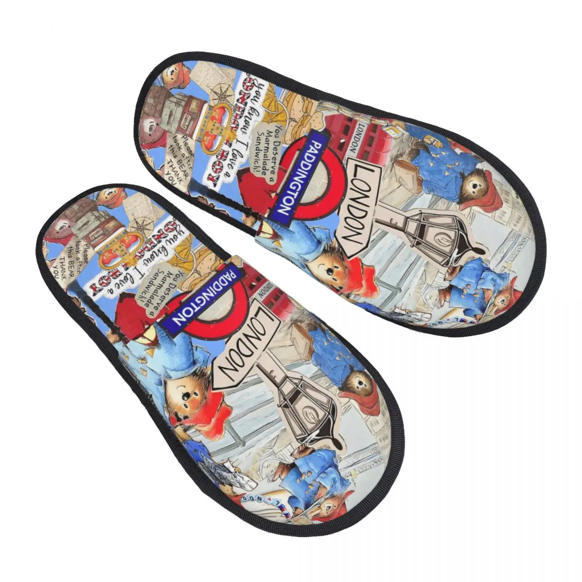

Custom Paddington Bear Soft Memory Foam House Slippers Women Vintage London Comfy Warm Anti-skid Sole Slipper