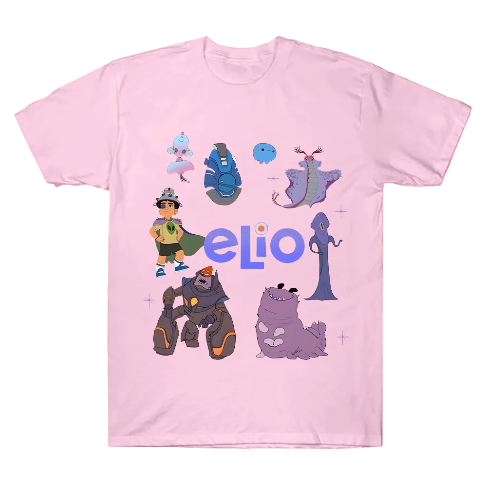 Camiseta de personajes de Pixar Elio de Disney, camisetas con estampado de Anime de aventura, Top de algodón para hombres y mujeres, pantalón corto informal de manga, camisa transpirable de verano
