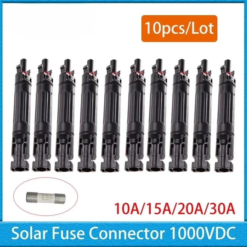 

Photovoltaic Connector 10A 15A 20A 30A DC Fuse Fuse 1000V Solar Connector with Inline Fuse for Solar Panel System TUV waterproof