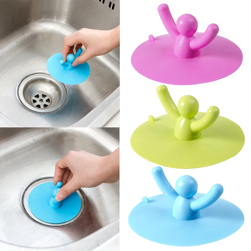 Waterproof Silicone Sink Plug Multifuctional Kitchen Washroom Bathroom Shower Bathtub Drainage Stopper Tool Cute Water Sink