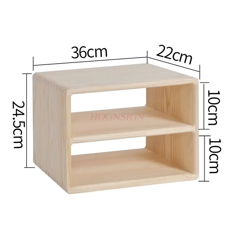 

1pcs Solid wood office desktop file grid storage rack, creative drawer style storage box, book organization personalized box
