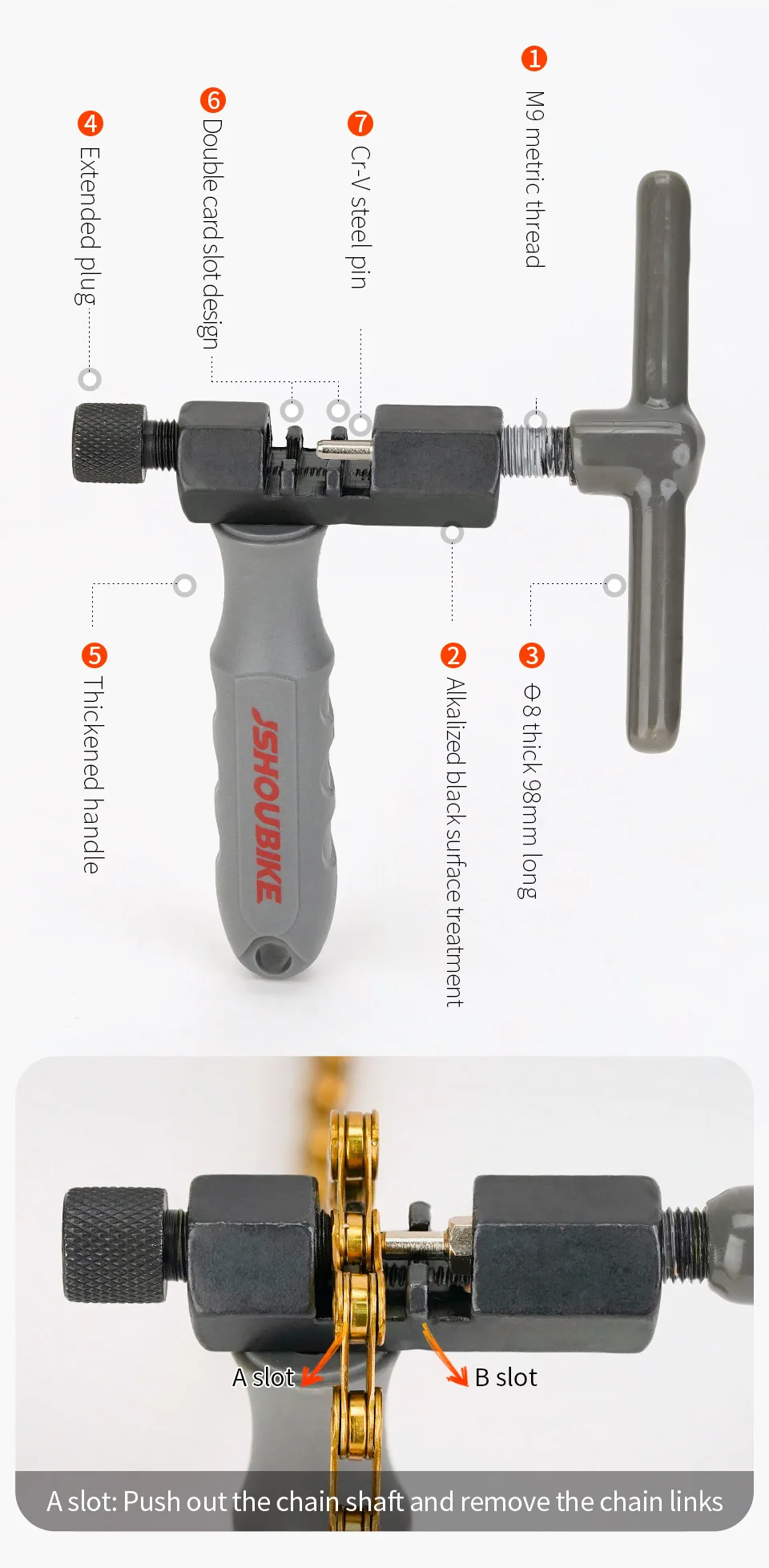 Universal Bike Chain Breaker v3.8 Fahrrad Link Pin Cutter Removal Tool Einzel bis 12-Gang MTB Mountain Road Bike Reparatur Werkzeuge – Detail 6