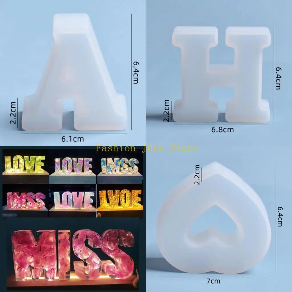 N5KA English Ornaments Epoxy Resin Mold A-Z Letters Home Decor Silicone Mould Handmade Tabletop Decoration Mold