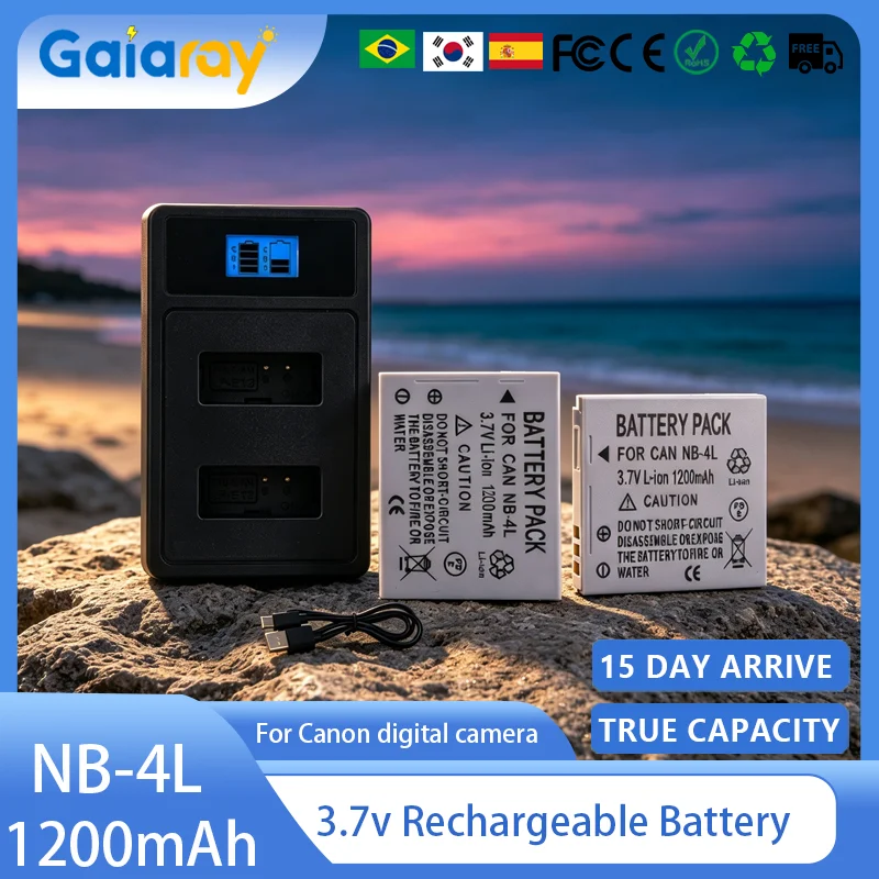 1-4pcs NB-4L NB 4L NB4L Battery LED Dual Charger 1200mAh For Canon IXUS 40 50 55 60 65 80 100 I20 110 115 120 130 IS 117 220 230