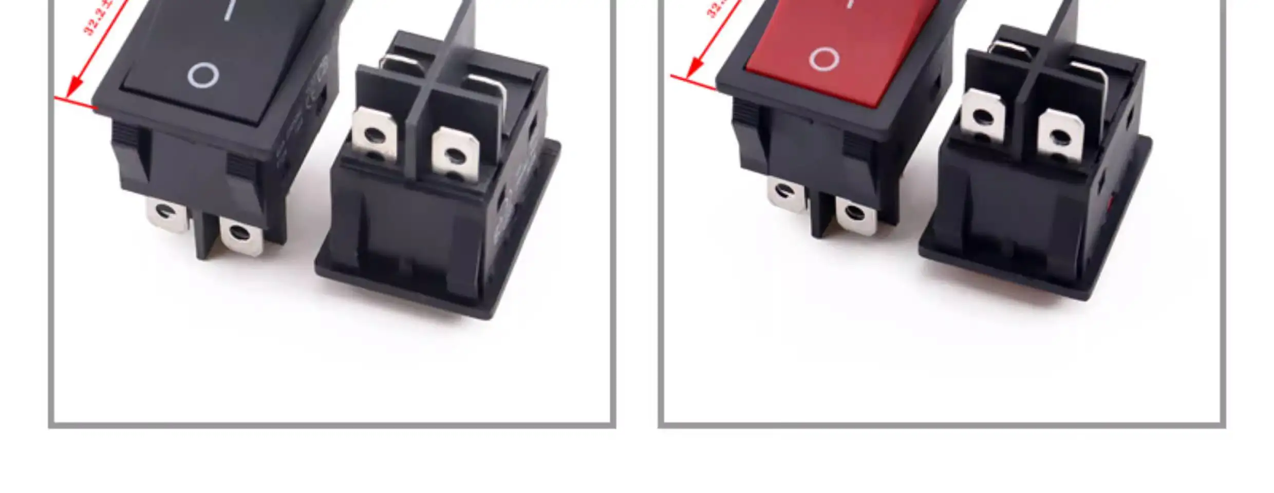 1 Stück Schweißmaschinen-Hochstrom-Bootsschalter 40A Power Rocker KCD4 mit Beleuchtung, vier Pins, rot-grün – Detail 3