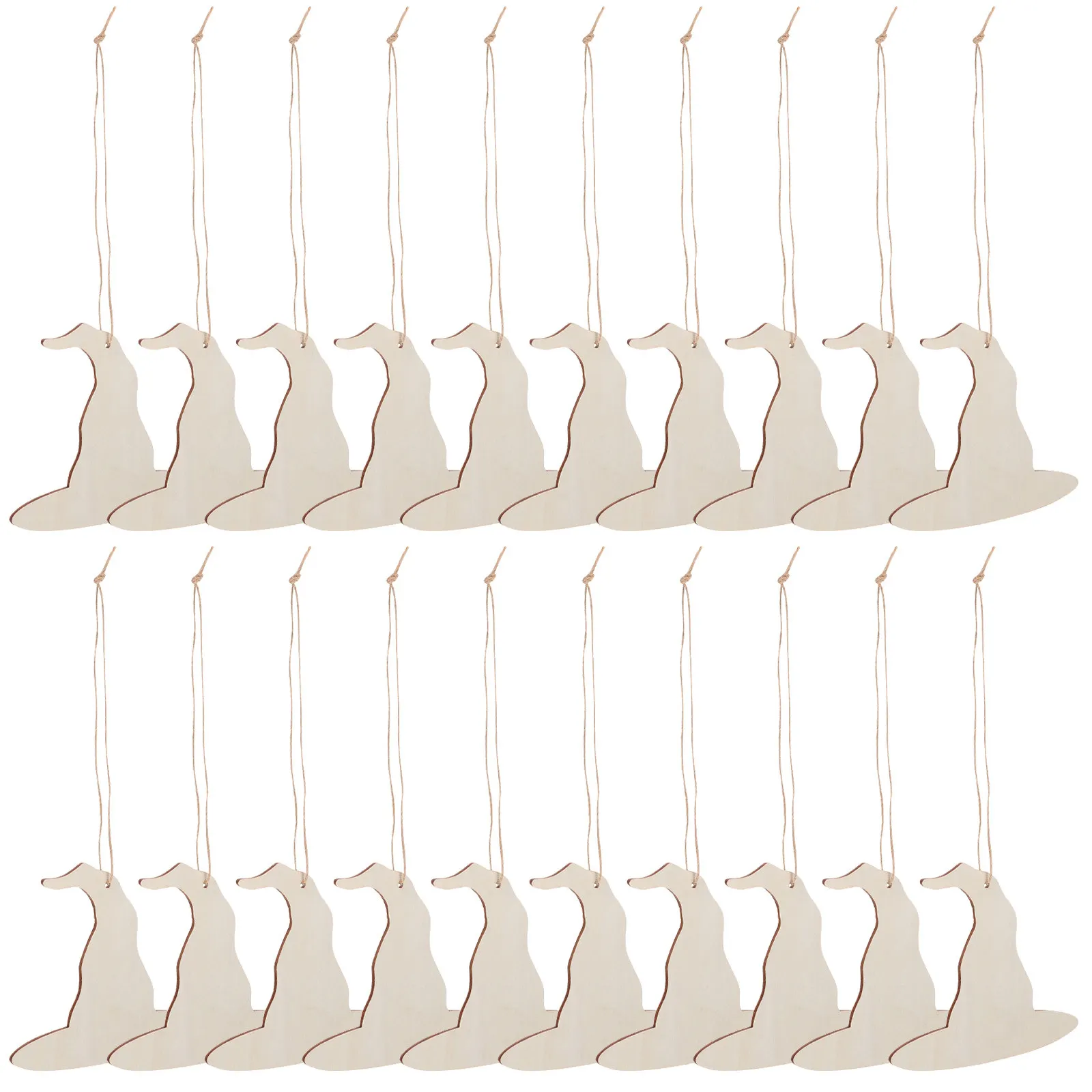 20 Pcs Wooden Witch Hat Hanging Ornament Halloween Photo Prop Home Decoration Blank Cutout Party Props