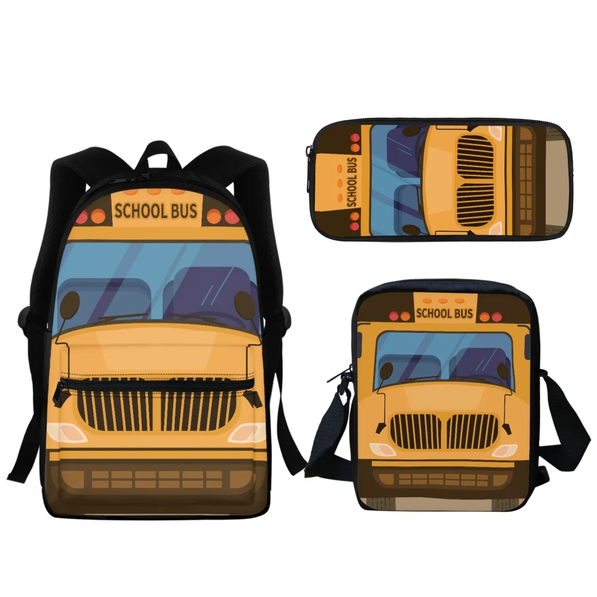 Bolsa de design de ônibus escolar para meninas, mochila de grande capacidade, lancheira, caixa de lápis pequena com zíper, presente para crianças, 2024