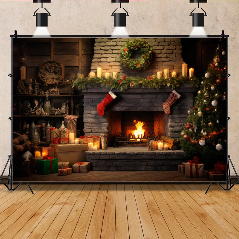 

ZHISUXI Christmas Day Indoor Photography Backdrops Living Room Restaurant Exterior Wall Photo Studio Background Props QS-56