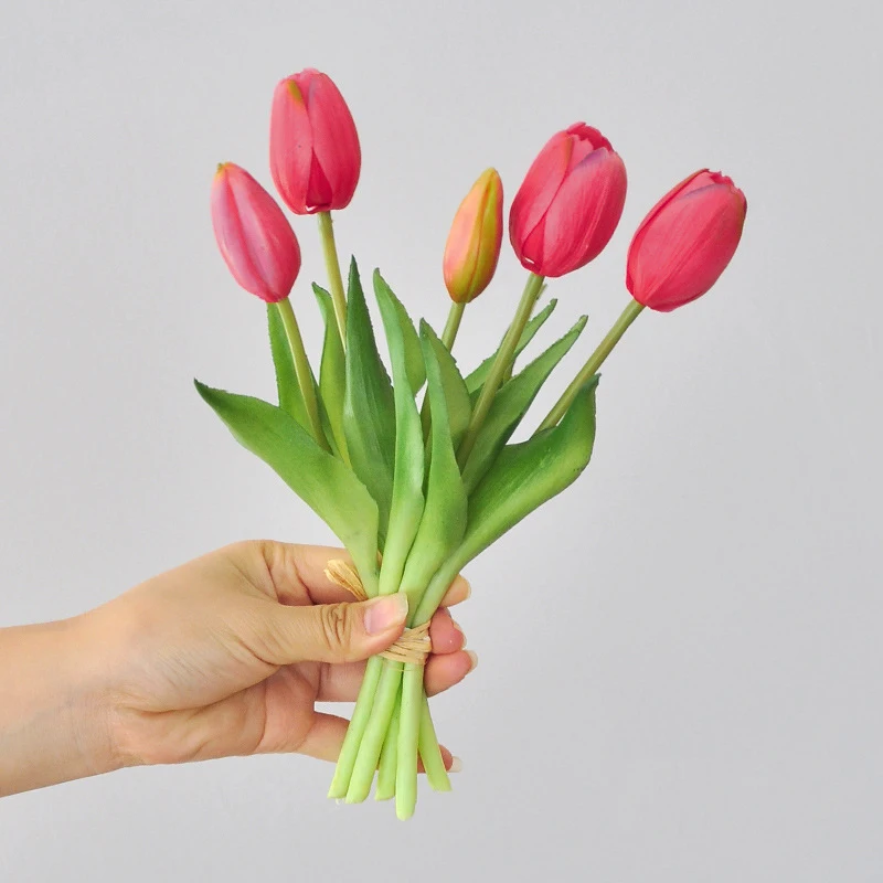 5 Stück/Blumenstrauß Mini neue Silikon-Tulpe 25 cm künstliche Blume Real Touch gefälschter Pflanzenstrauß für Hochzeitsdekoration Home Garen – Detail 20