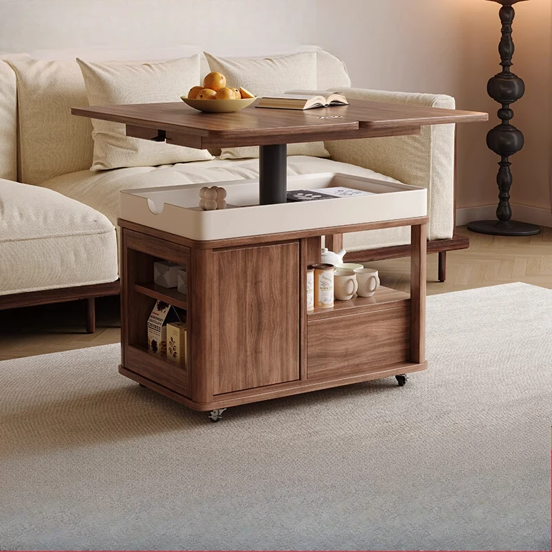 Storage Aesthetic Coffee Table Nordic Natural Rectangle Extendable Side Table Designer Space Saving Mesa Centro Salon Furniture
