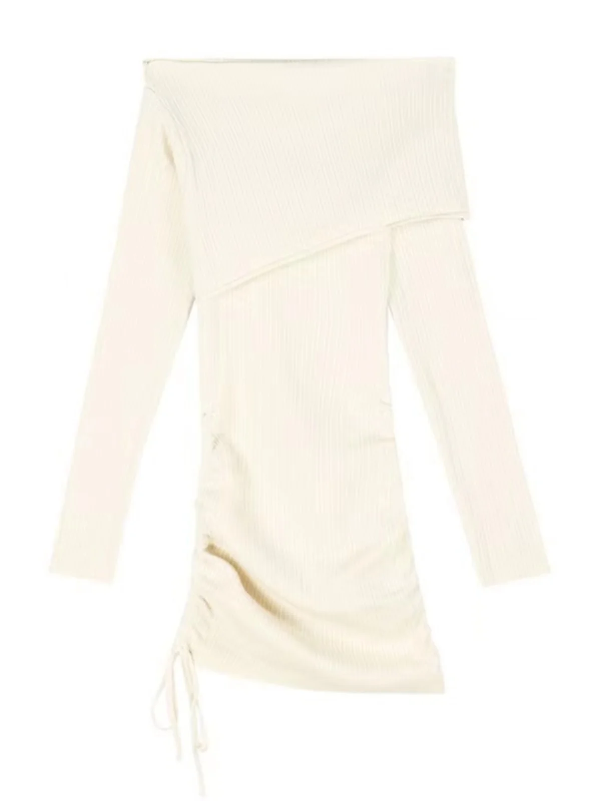 Spring Autumn Knitted One Shoulder Dress Women's Pure Desire Sweet Spicy Sexy Bodycon Base Layer Sweater Dress Commute Style - view 5