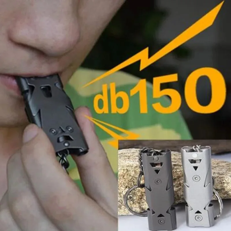 Double Tube Explosive Whistle Outdoor Distress Stainless Steel High-frequency Earthquake Rescue Whistle Survival Whistle
