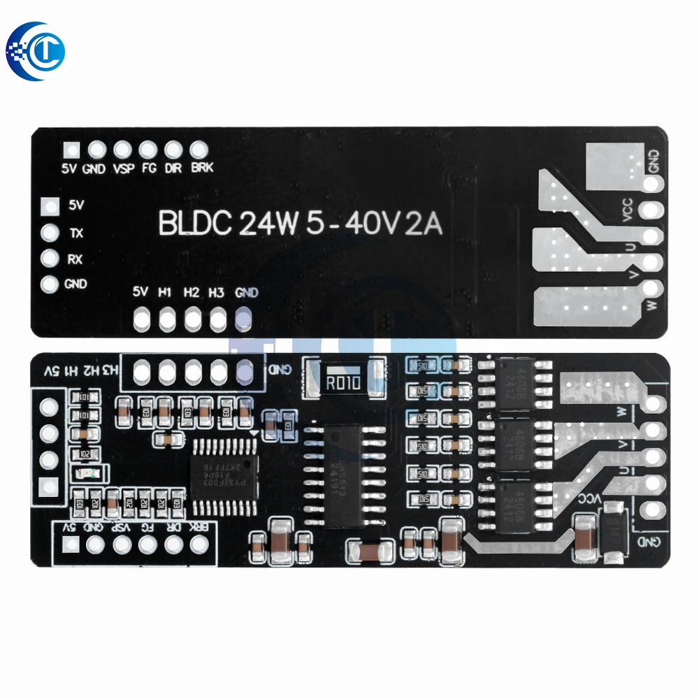 Módulo de controle de motor Hall indutivo BLDC 24W: driver trifásico 5V-40V 2A PWM