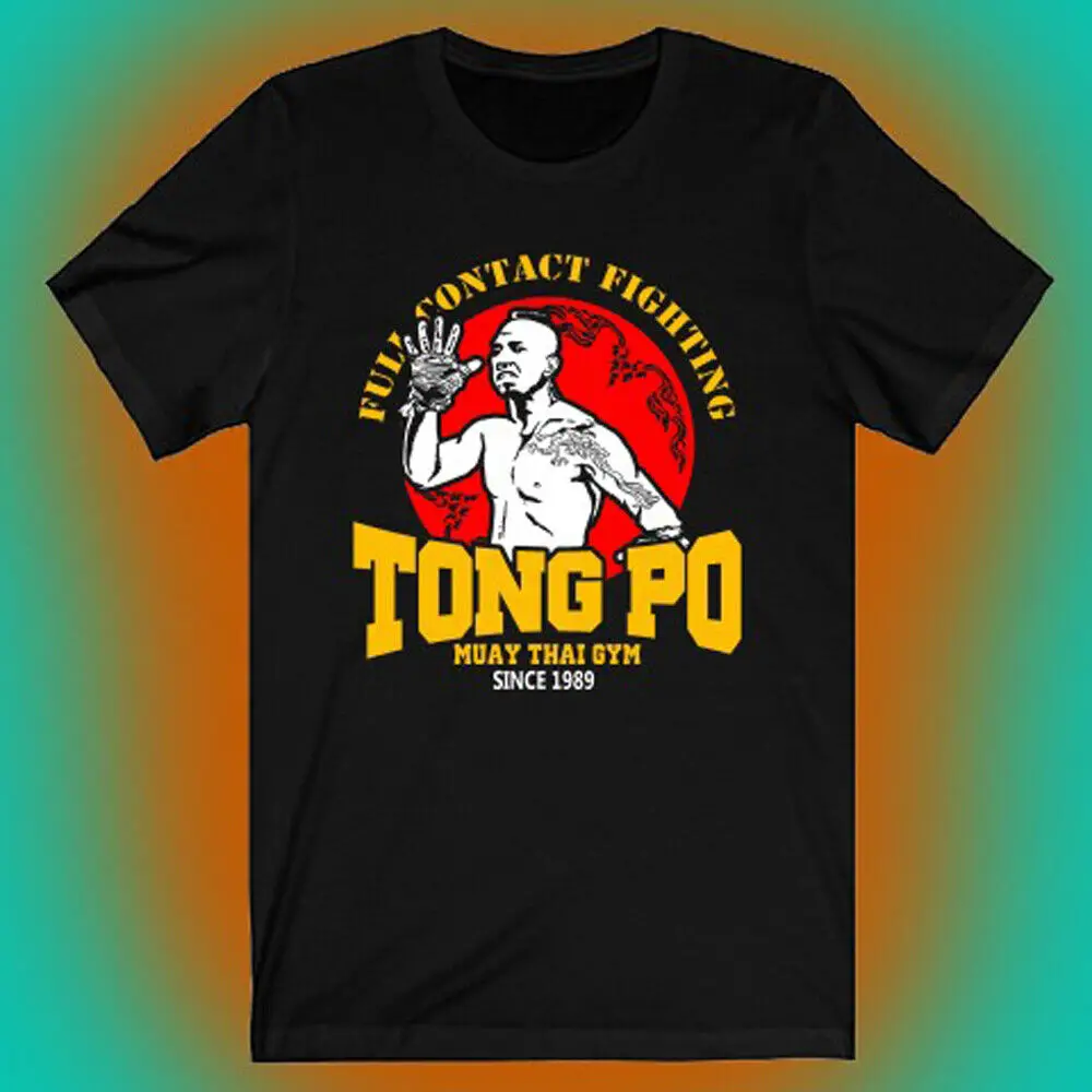 Kickboxer Tong Po Muay Thai Fighter Gym Men's Black T shirt Size S to 5XL