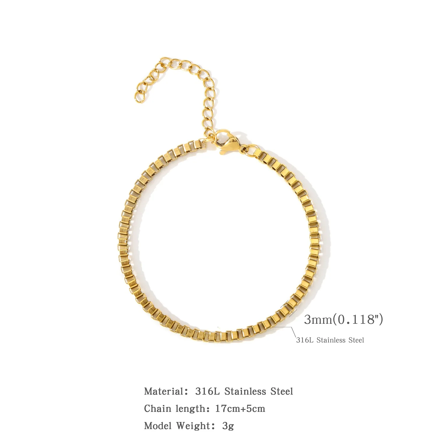 Hip-Hop Edelstahl-Kettenarmband Rock Herrenschmuck 18k Goldfarben plattiert Accessoires Geschenke – Detail 8