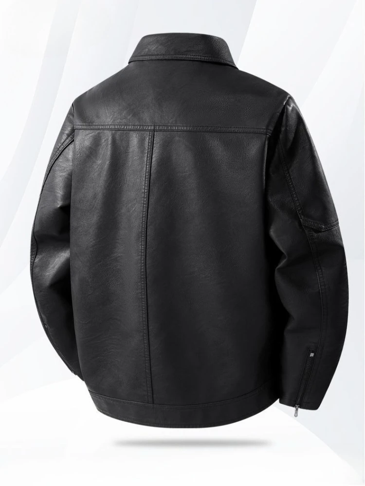 

Plus Size Men's Autumn Winter 2025 Trendy Leather Jacket Collared Design Fashionable Versatile Coat For Youthful Style​
