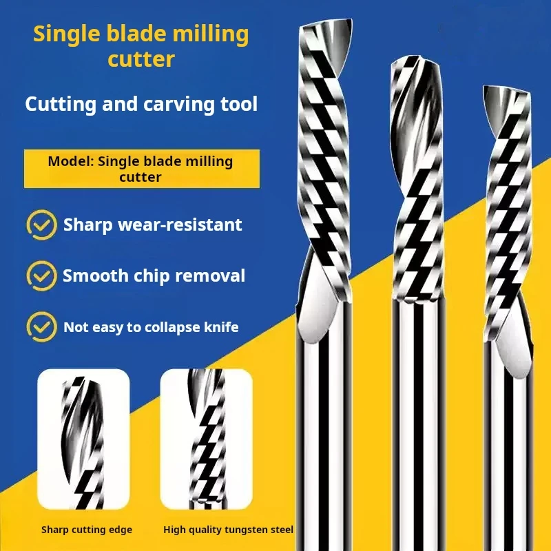 

Spiral End Mill 3.175/4/5/6/8mm Shank Single Flute Milling cutters 3D CNC Router Bit Engraving Cut for Acrylic Wood Aluminum