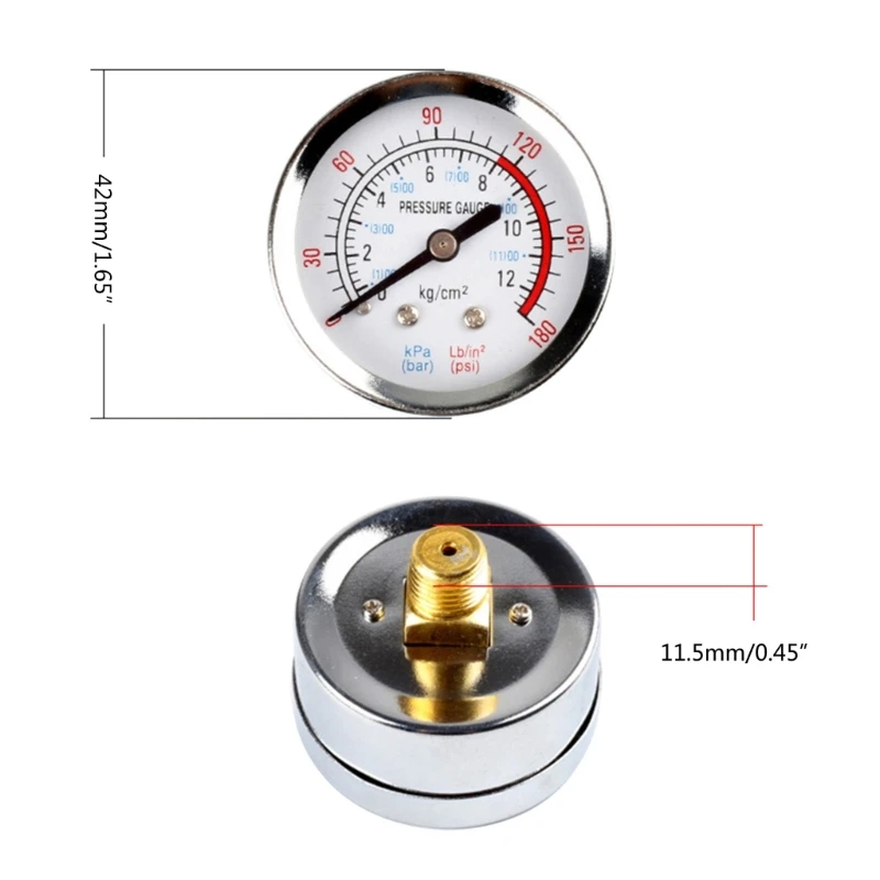 Medidor presión con rosca 1/4 "/1/8" tipo Dial, medidor compresor redondo con rosca macho, rango Bar