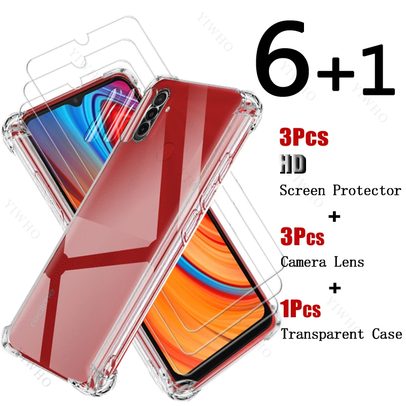 Protezione dello schermo in vetro temperato a copertura totale per Realme C3 6.5 "custodia antiurto in Silicone morbido obiettivo della fotocamera di sicurezza per Realme C 3 HD