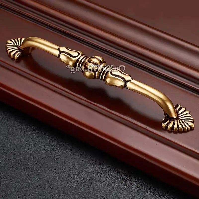 European 10PCS Solid Brass Furniture Pulls Handles Drawer Knobs Cupboard Wardrobe Closet Kitchen Dresser Cabinet Door Pulls