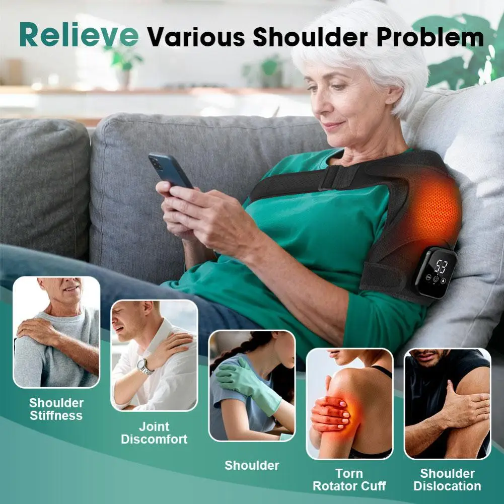 

Electric Heating Vibrating Shoulder Massager Shoulder Heating and Vibration Massager for Neck and Shoulders Heat Therapy Support