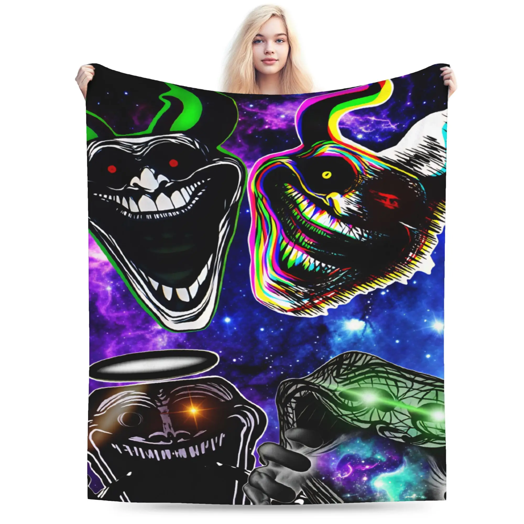 Funny Trollfaces Meme Plush Blanket Kids  Flannel Throw Blanket For Couch Bed Super Soft Custom Quality Bedspread Gift Idea