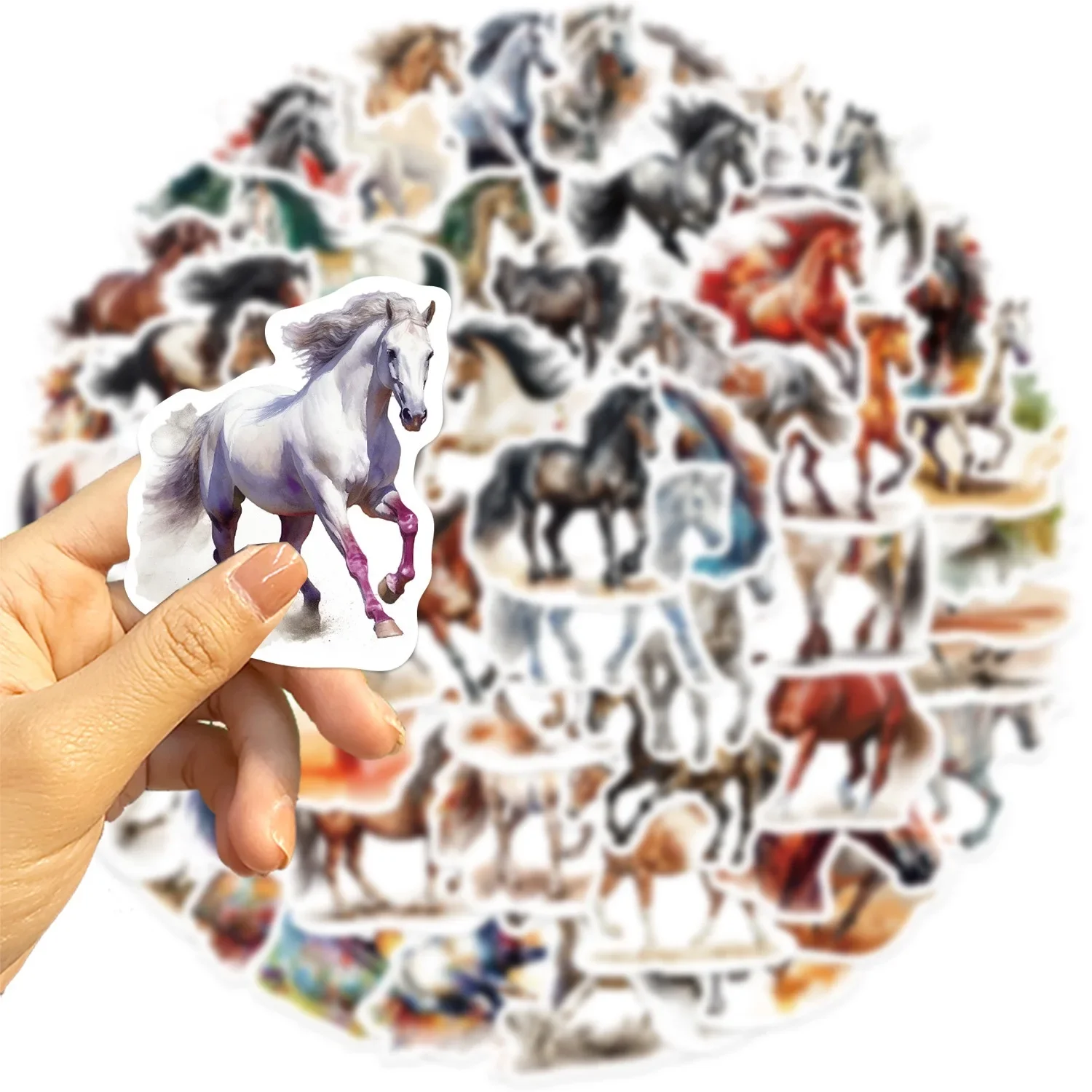 10/60PCS Cute Cartoon Horse Stickers Graffiti Animal Decals Toy DIY Scrapbooking Luggage Laptop Motorcycle Car Cool Sticker