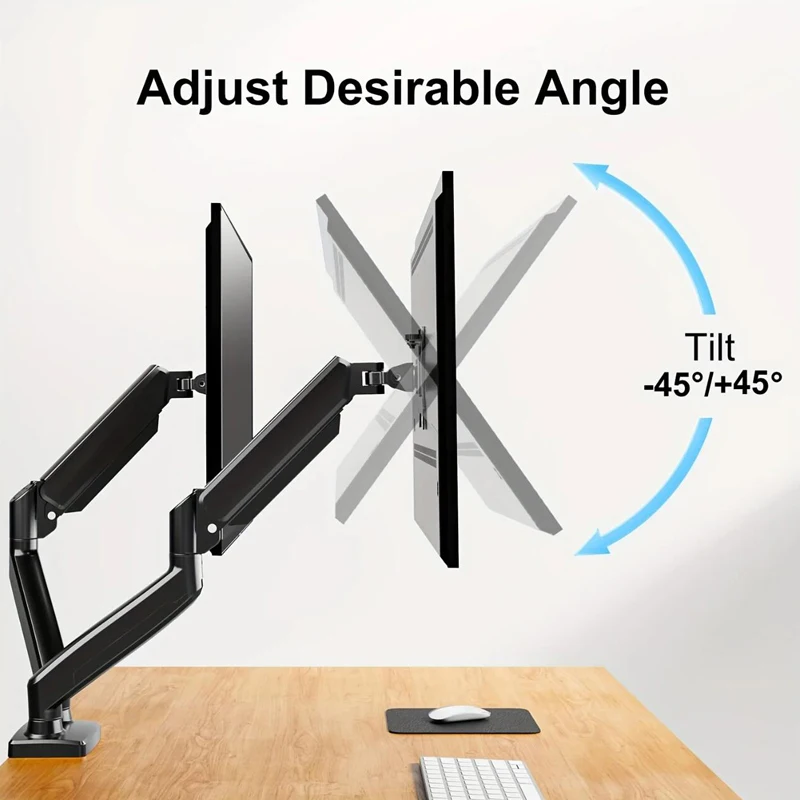 Imagem -03 - Suporte Ajustável do Monitor do pc para Telas 1332 Montagem Dupla Mola de Gás Braço do Monitor 360 ° Suporte em 1