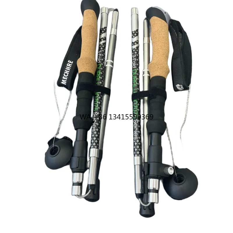 

7075 Hot Sale Adjustable Trekking Hiking Poles Walking Stick Ultralight Custom Aluminum Durable Quick Lock System 65cm-135cm 004