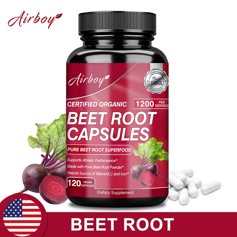 

Beet Root Capsules - Supports Blood Pressure and The Immune System, Enhances Athletic Performance, and Improves Circulation