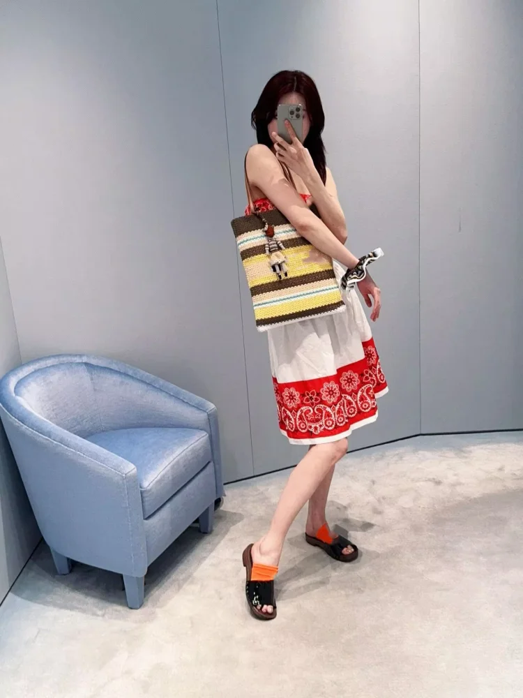 

Summer 2025 Royal High-End Chestnut Flower Print Tube Top And Skirt Set Women's Faion Versatile f-length Skirt