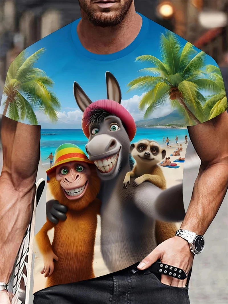 Funny Snake Pattern T Shirt For Men Cold-Blooded Animal 3D Printed Tees Summer Casual Loose T-Shirts O-Neck Short Sleeve Tops
